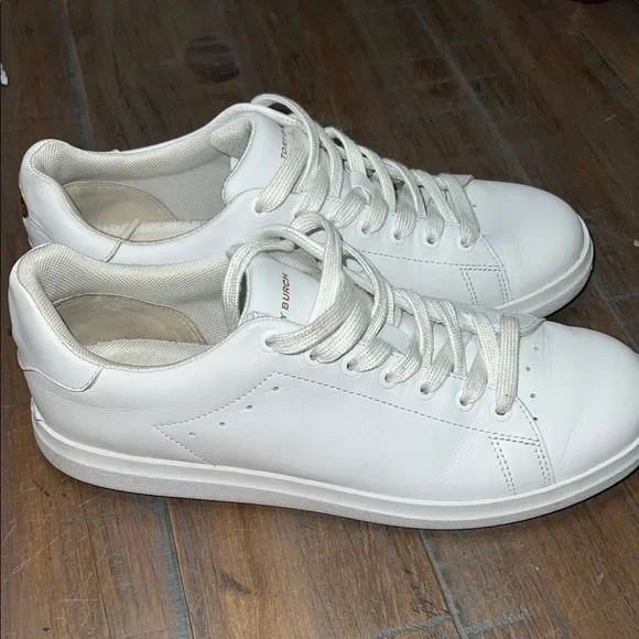 Tory Burch Classic Howell Court White Leather Tennis Shoes Size 8 - Picture 3 of 12